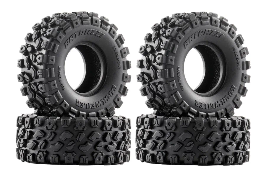 Pair of Batrazzi 0.9" Rockwheels for small-scale RC vehicles.