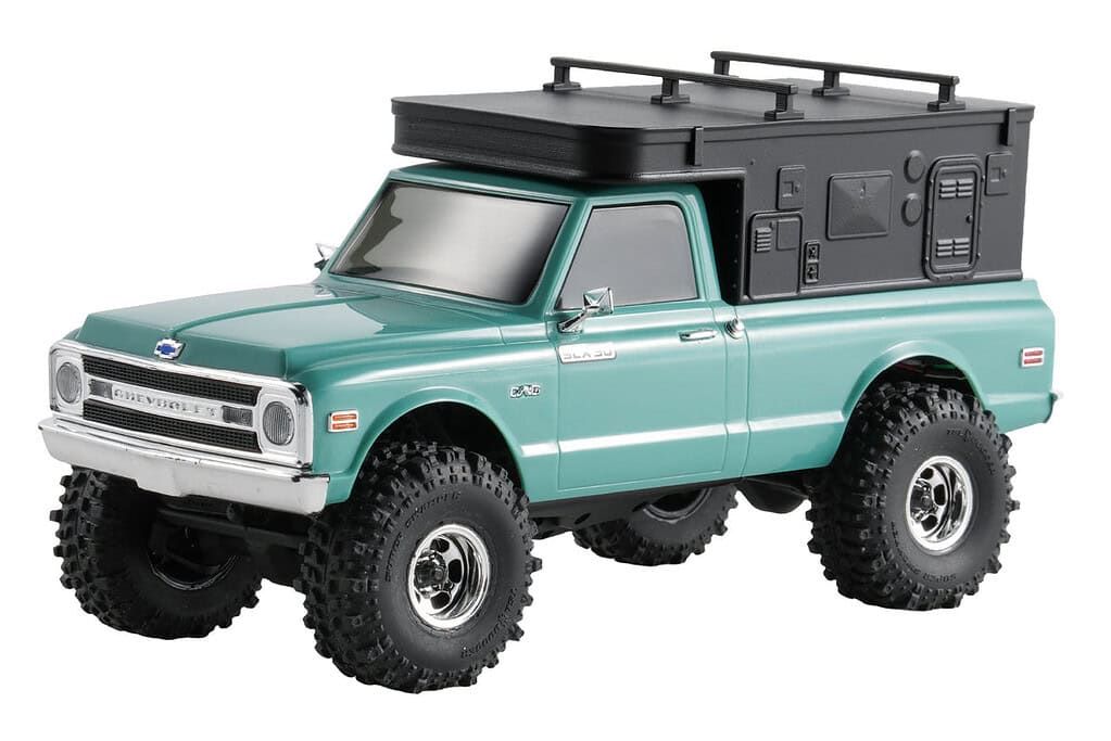 RC camper shell for SCX30 Chevy K10, perfect for small-scale RC enthusiasts. Custom 3D-printed fairi.