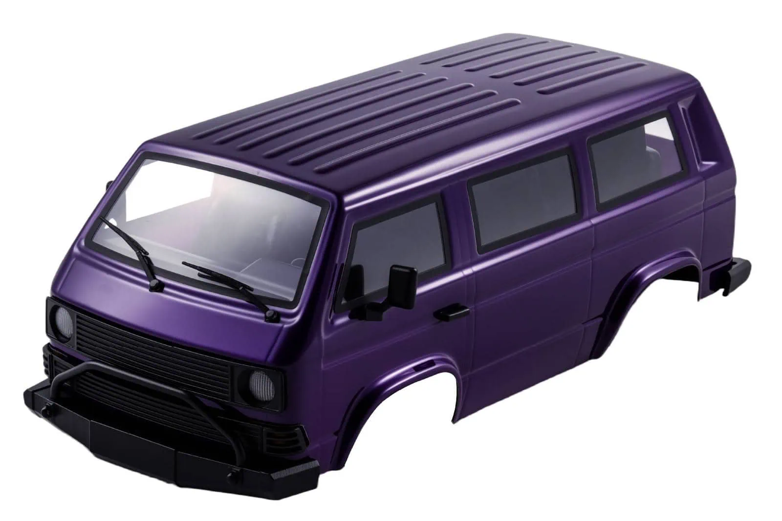 Painted purple RC van body for small-scale RC cars, ideal for SCX24 and FCX24M models.
