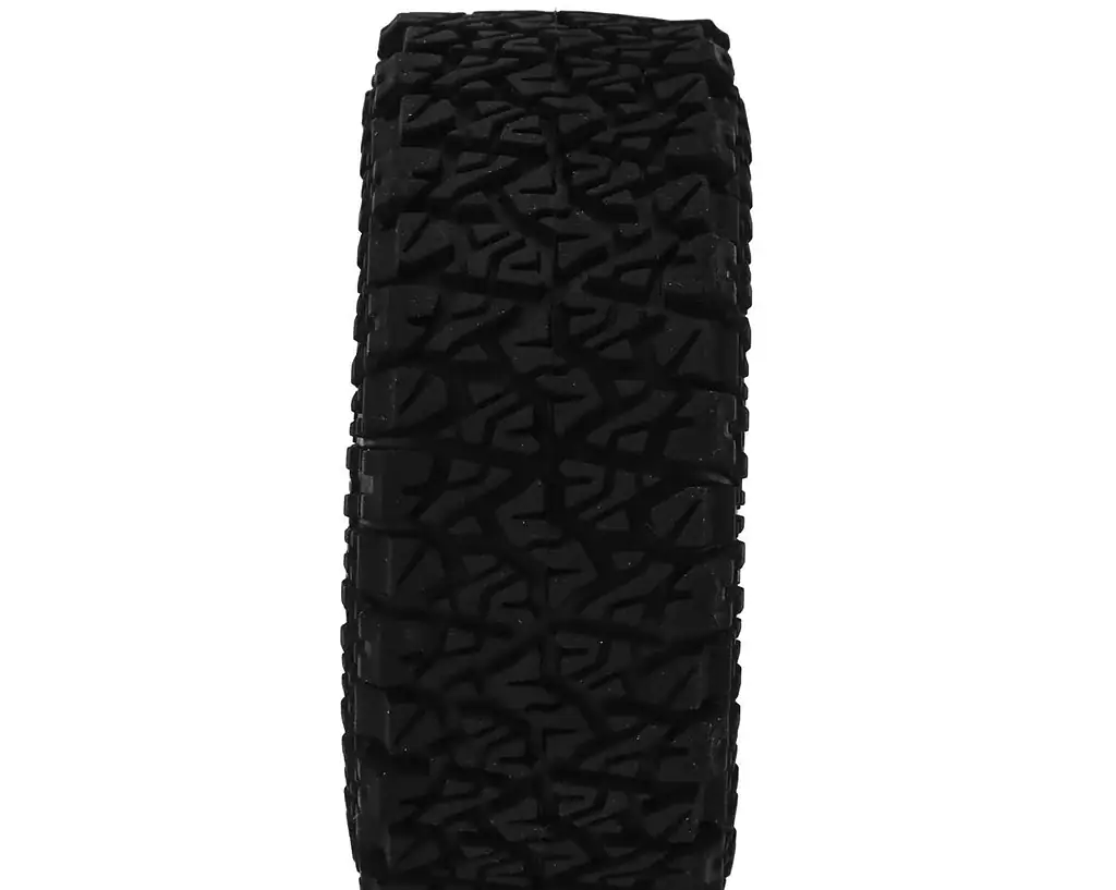 All-terrain RC vehicle tire with rugged tread for off-road use.