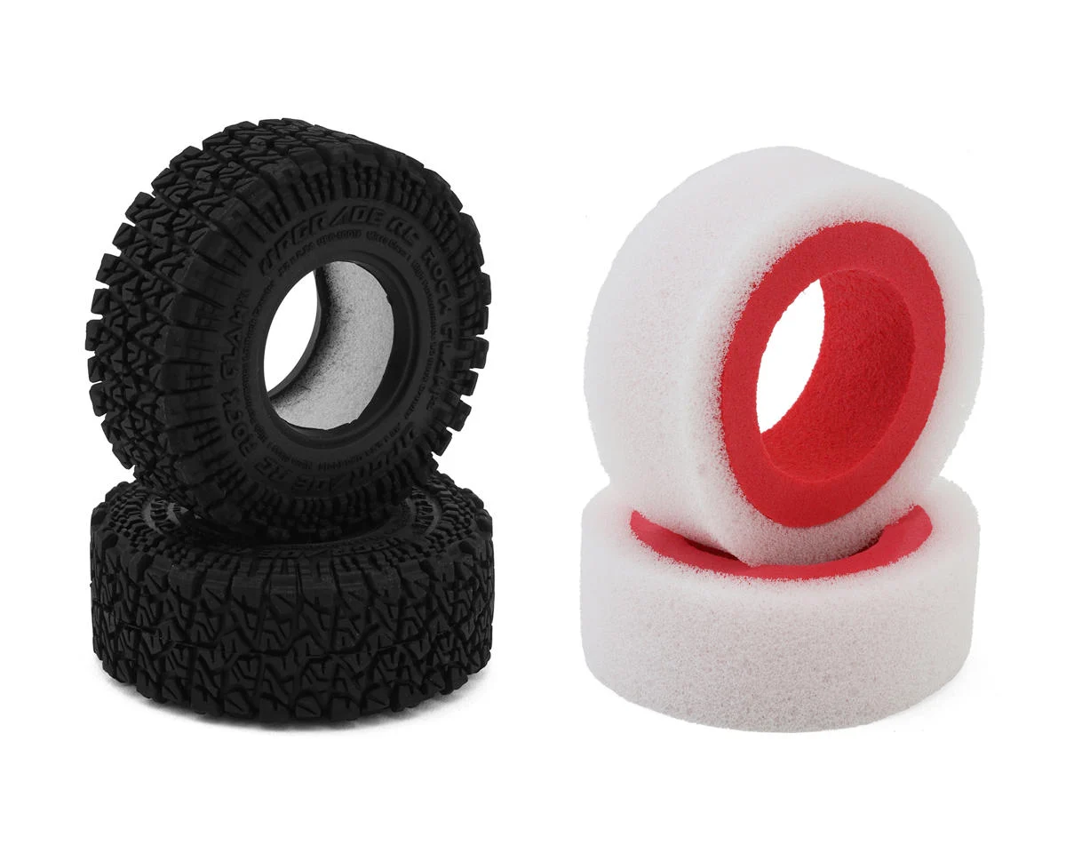 Miniature RC tires and foam wheels for small-scale remote control cars, ideal for hobbyists and scal.